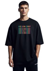 Round Neck Barcode Design Print T-Shirt For Men