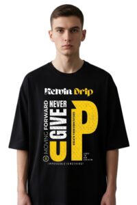 Round Neck Never Give Up Graphic Print Tshirt For Men