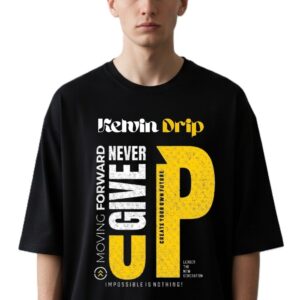 Round Neck Never Give Up Graphic Print Tshirt For Men