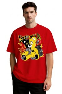 Round Neck Yellow Teddy Graphic Print Design T-Shirt For Men