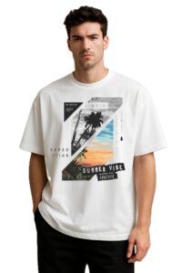 Round Neck Summer Vibe Graphic Print Design T-Shirt For Men