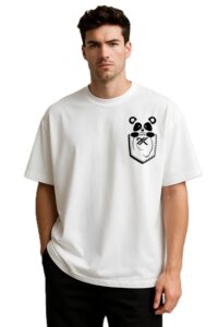 Round Neck Pocket Panda Graphic Print Design T-Shirt For Men