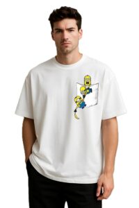 Round Neck 3 Yellow Pocket Print Design T-Shirt For Men