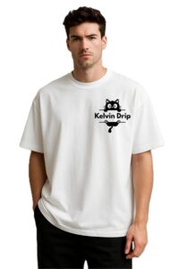 Round Neck Black Cat Graphic Print Design T-Shirt For Men