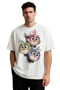 Round Neck 3Birds Graphic Design Print T-Shirt For Men