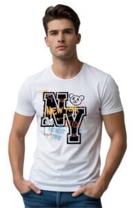 Round Neck Regular Size New York Design Print T-Shirt For Men
