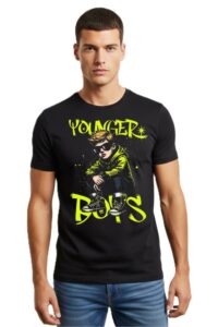 Round Neck Regular Size Younger Boy Graphic Print Design T-Shirt For Men