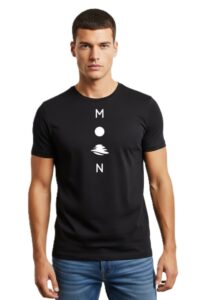 Round Neck Regular Size Moon Graphic Print Design T-Shirt For Men